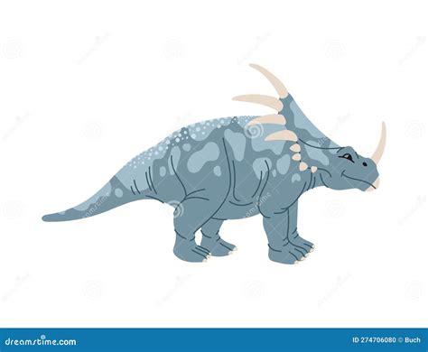 Triceratops Isolated Dinosaur with Horns on Face Stock Vector ...