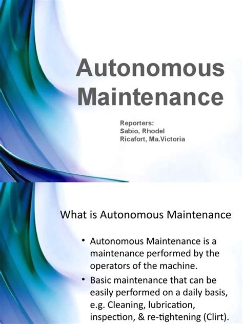 Image result for Autonomous Maintenance Tech