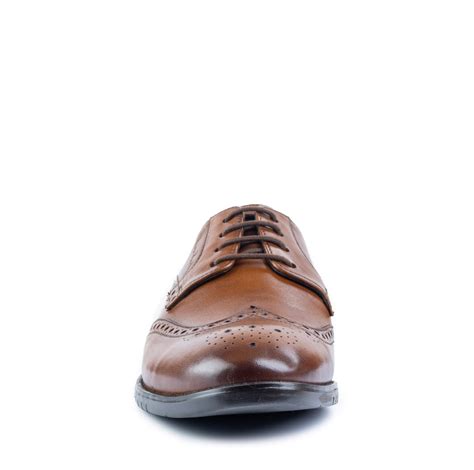 Signature Cognac Brogue Brown Leather Shoes for Men | Pierre Cardin