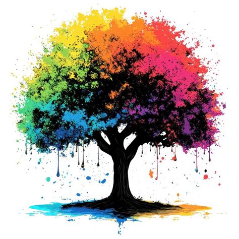 Willow Oak tree illustration in colorful pop art style | Premium AI ...