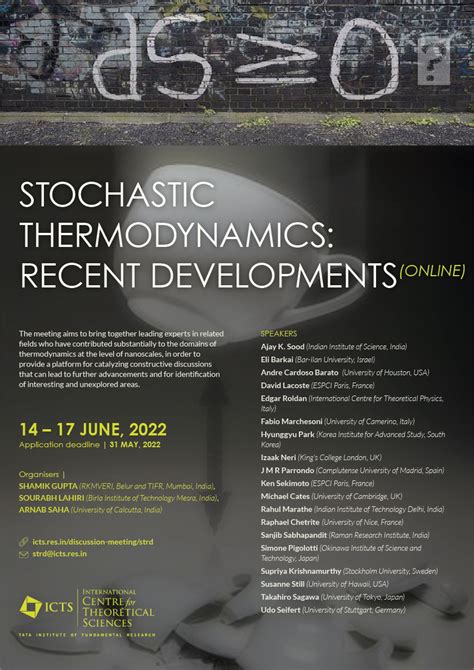 Stochastic Thermodynamics: Recent Developments (ONLINE) | ICTS