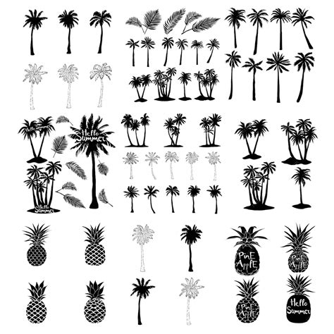 Palm trees icons set | Premium Vector