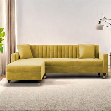 Casaliving Garcia LHS 4 Seater L Shape Sofa Set for Living Room (Yello