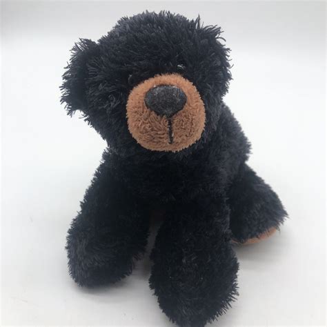 Aurora World Black Bear Plush Animal 7” length CLEAN
