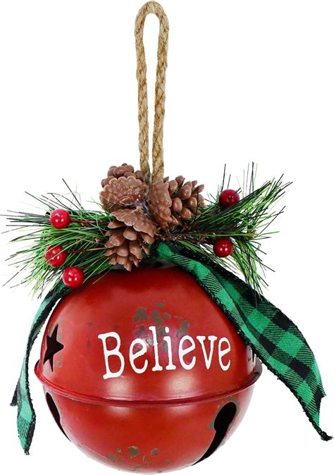 Amazon.com: Metal Christmas Bell Ornament, 4.5x4.5 Rustic Jingle Bell ...