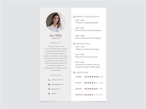 Free Translator Resume Template for your Job Interview