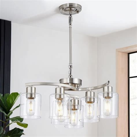 Eatich Modern Chandelier, Brushed Nickel Chandeliers for Dining Room ...