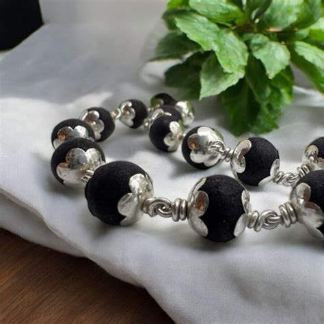 Karungali Malai Silver Cap Plated Necklace