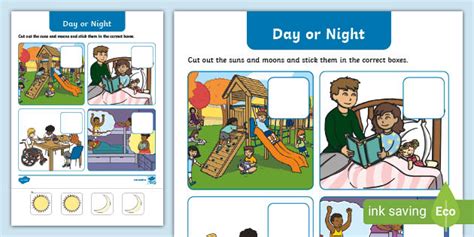 Day or Night Cut and Paste Worksheet (teacher made)