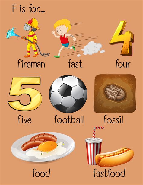 Many words for alphabet F 448601 Vector Art at Vecteezy