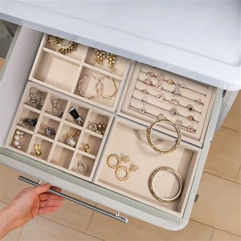 La Trove Luxury Velvet Stackable Drawer Organiser Jewellery Trays ...