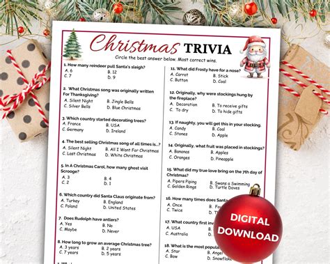 Christmas trivia game printable christmas party games holiday office ...
