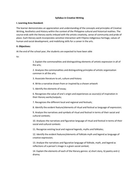 Image result for Creative Writing Course Syllabus