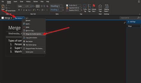 Image result for OneNote Fusionner Des Blocs Notes