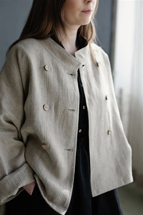 Natural Linen Jacket, Women's Clothing, Oversized Loose Fit, One Size ...