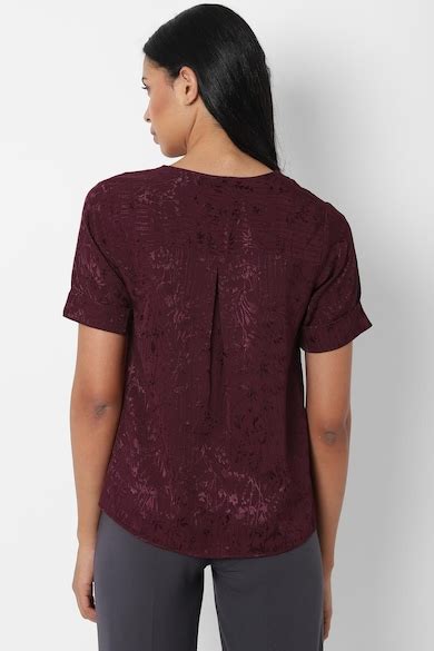 Buy Women Maroon Textured Casual Top Online - 474186 | Allen Solly