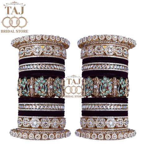 Royal Rajwadi Bridal Bangle Set with Beautiful Peacock Motifs – Taj ...
