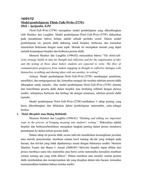 Model pembelajaran ttw | DOC