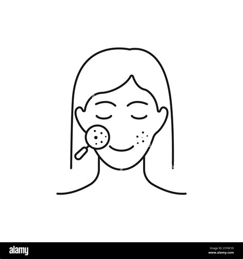 acne on skin face icon, pimple inflammation, dermatology or skincare, block pores problem, clean ...