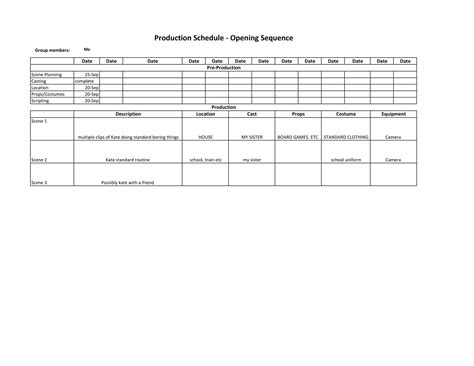 Image result for Production Schedule Example