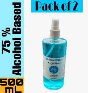 Glosia Herbal 75% Alcohol Based 500 ML Pack Of Two Hand Sanitizer Pump ...