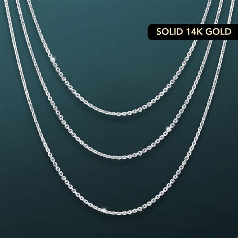 14k White Gold Cable Chain, Diamond-cut SOLID Gold Chain, Made in Italy ...