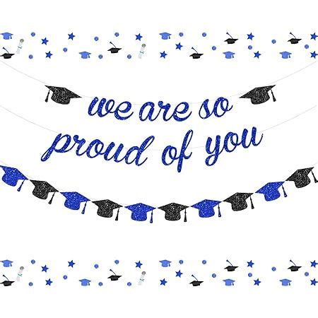 Buy Blue Glitter We are So Proud of You Banner - Graduation Banner Grad ...