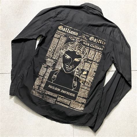 vintage JOHN GALLIANO back gold print black shirt | NOIR ONLINE