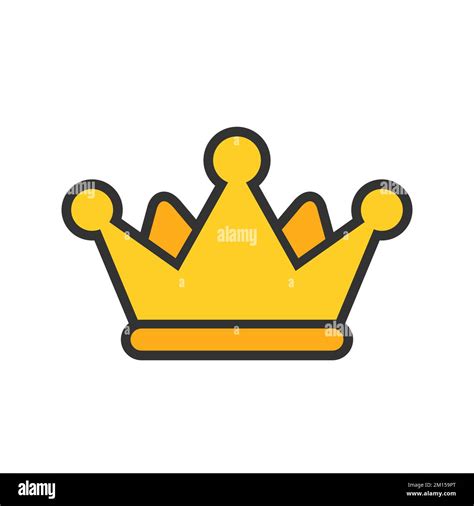 Golden crown Icon with bold outlines style isolated on white background. Crown symbol for your ...