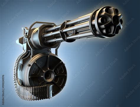 Machine gun isolated on blue background Stock Illustration | Adobe Stock