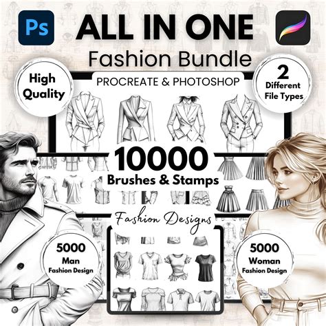 ALL IN ONE - 10000+ Fashion Clothes Brushes Bundle - Procreate ...