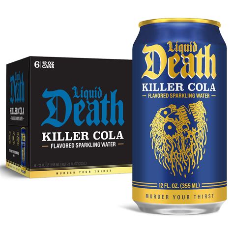 Liquid Death Killer Cola Soda Flavored Sparkling Water 12oz Cans 6-Pack ...
