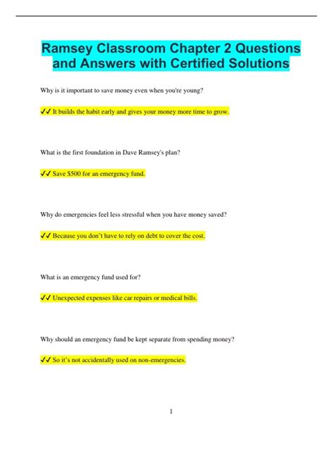 Ramsey Classroom Chapter 2 Questions and Answers with Certified ...