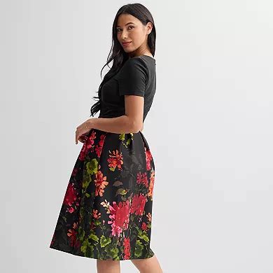 Women's Donna Ricco Print Short Sleeve A Line Dress