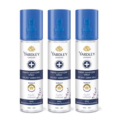 Yardley London English Lavender Hand Sanitizer spray, 140 ml(Pack of 3 ...