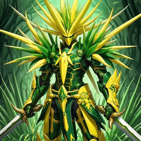 Male, flower lifeform, green and yellow, duel swords, yucca filamentosa ...