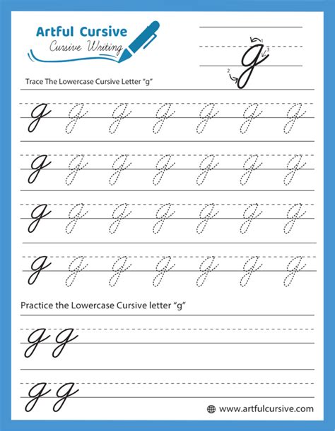 Cursive Alphabet: Letter "G" Worksheet