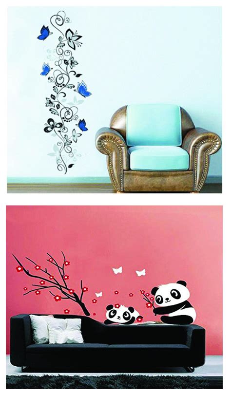 PINDIA Multicolour Quote Butterfly Design & Quote Panda Design Sticker ...