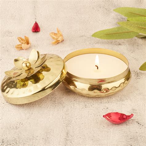 Golden Urli Candle with Flower Lid – Asian Aura