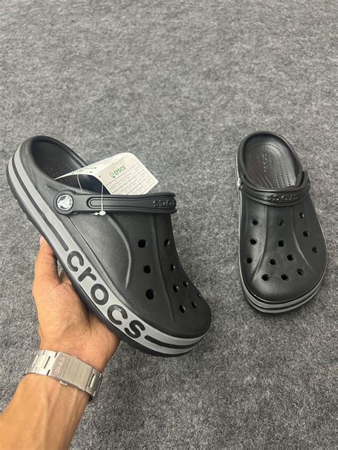 SLEEK BLACK WITH BOLD GREY BAYBAND CROCS – Chicha's Club