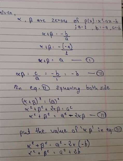 if alpha + beta are the zeroes of the quadratic polynomial p (x) = x2 ...