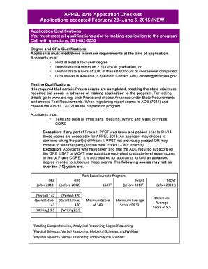 Fillable Online APPEL 2015 Application Checklist Fax Email Print ...