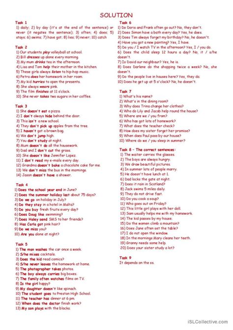 Image result for Present Simple Tasks