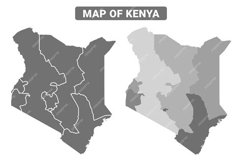 Premium Vector | Greyscale Kenya political map with borders outline style vector illustration set