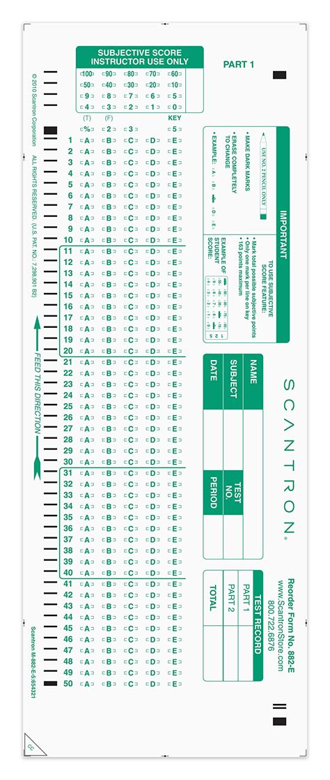 Scantron Sheet Free Printable: A Convenient Solution for Tests and Assessments — Worksheets Mom