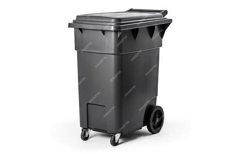 Premium Photo | Black trash bin on white background with clip path