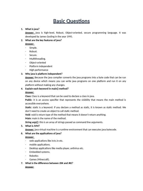 Image result for Java Basic Questions