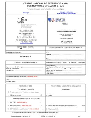 Fillable Online CENTRE NATIONAL DE REFERENCE (CNR) DES HEPATITES ...