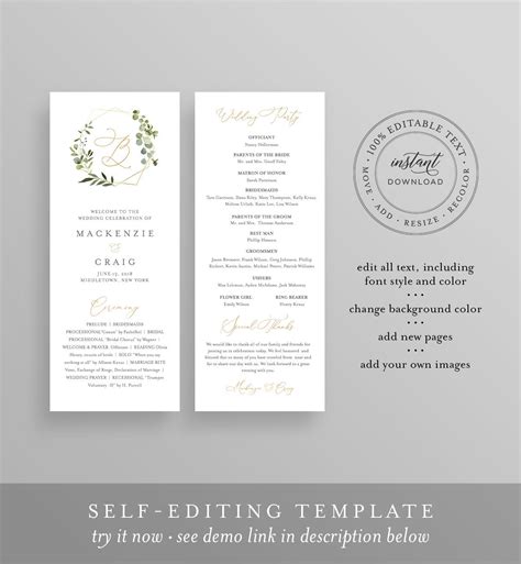 Image result for Wedding Service Program Template