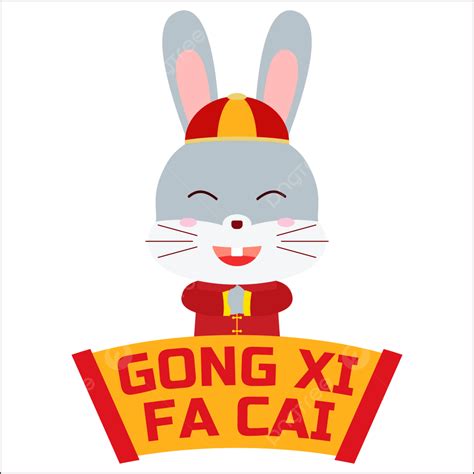 Gong Xi Fa Cai Rabbit Vector Chinese New Year 2023 Cute, Rabbit Chinese ...